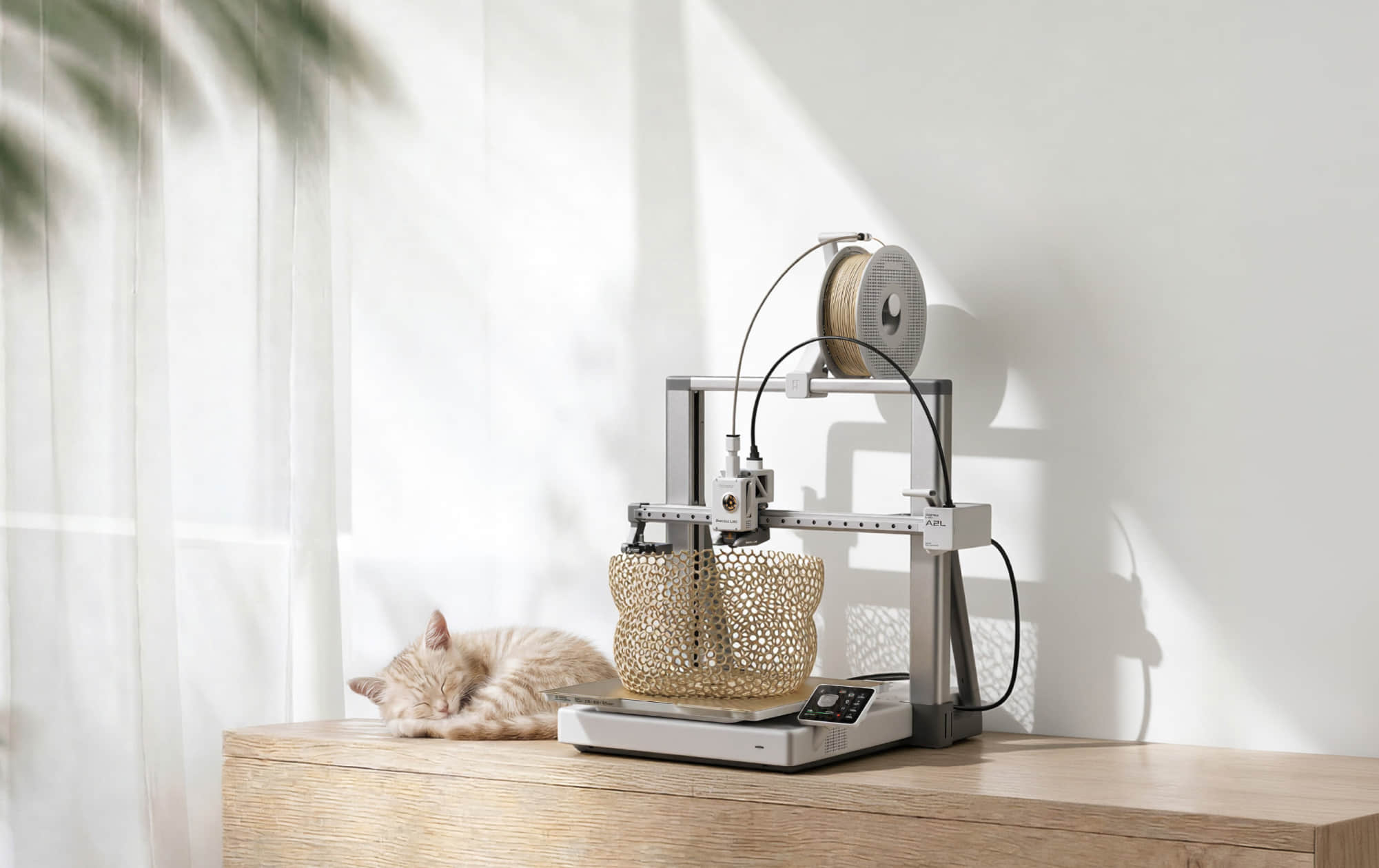 Bambu Lab A2L destacando volume gigante 330×320×325 mm